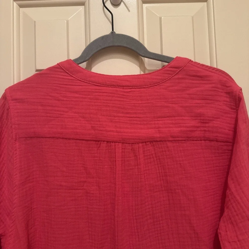 Mote Hot Pink‎ Gauzy Cotton Tunic Top Shirt XXL Lagenlook Resort Breathable